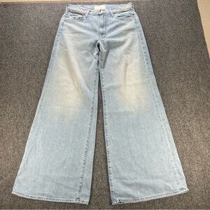 MOTHER Superior The Undercover Wide Leg Jeans Unripped Blue Wash Size 29 USA EUC